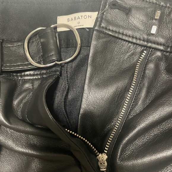 Babaton Aritzia high waist black faux leather belter pants size 0 NWOT - Picture 5 of 5